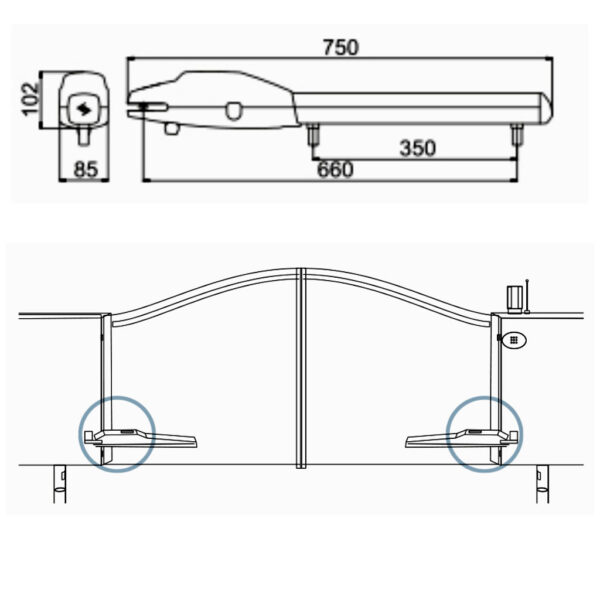 Life-Optimo 2 Drehtorantrieb Set einflügelig ohne Handsender 2,5 m bis 250 kg 3