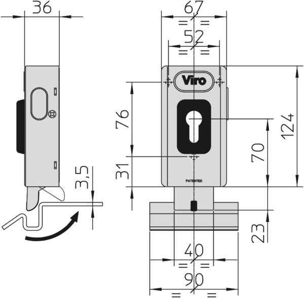 Elektroschloss 12 V Universal Treibriegelschloss vertikal 2